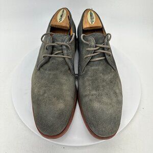 John Varvatos Men Size 7.5 Grey Suede Plain Toe Comfort Derby Dress Shoes